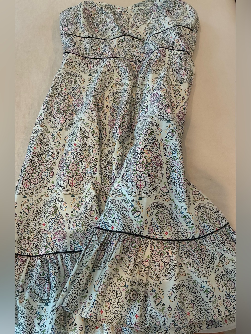 Strapless Pastel Floral Print Maxi Dress